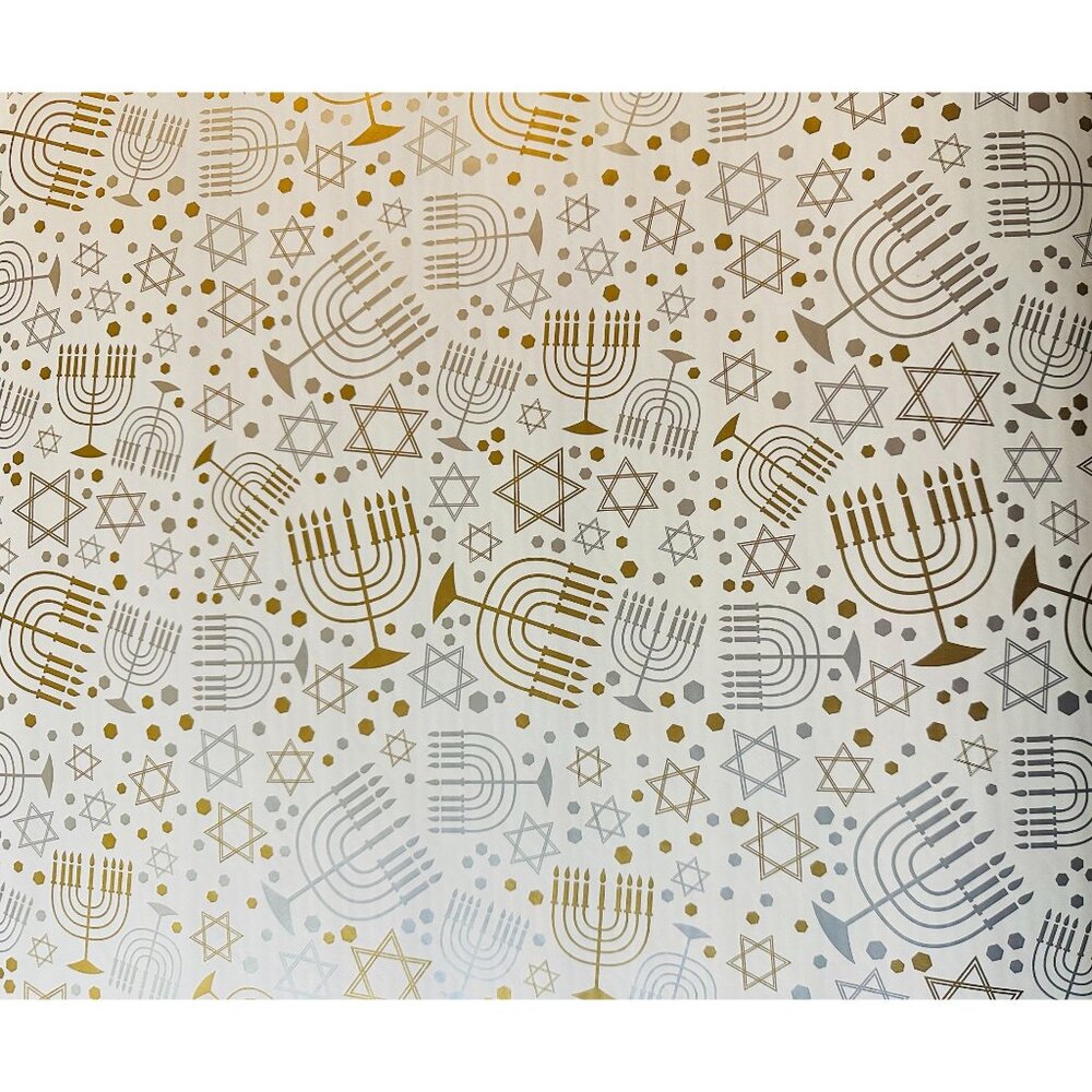Hallmark Wrapping Paper Hanukkah Menorah Gold Silver Reversible 25 sq ft Roll